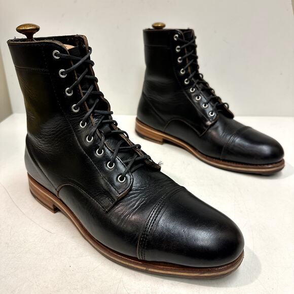 NEW HEELS Rancourt & Co. x Helm Wells Cap Toe Service Boot Black Horween USA 9 D main image 7
